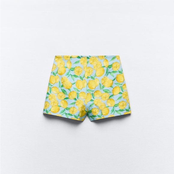 ZARA | Lemon 🍋 PRINTED LINEN CROPPED BLOUSE | Coord Set | Matching Shorts - Picture 9 of 17